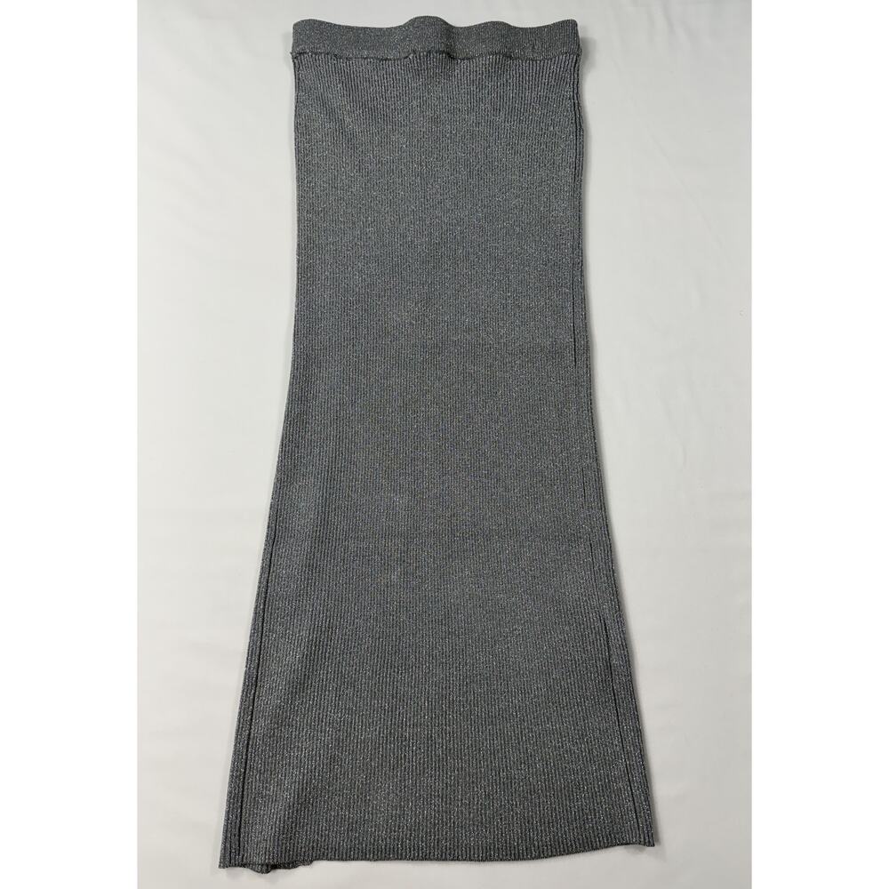 NWT Zara Silver Knit Metallic Thread Sleeveless Top & Midi Skirt Set Sz S - Picture 8 of 11